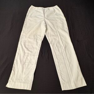 Ann Taylor Stretch White Pants Ankle Slit Size 4 Cotton Spandex Trouser